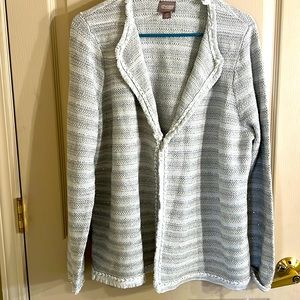 Chicos size 3 (XL) silver gray sequin jacket  EUC